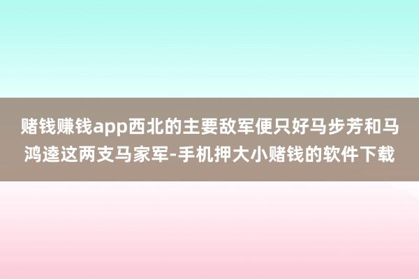 赌钱赚钱app西北的主要敌军便只好马步芳和马鸿逵这两支马家军-手机押大小赌钱的软件下载