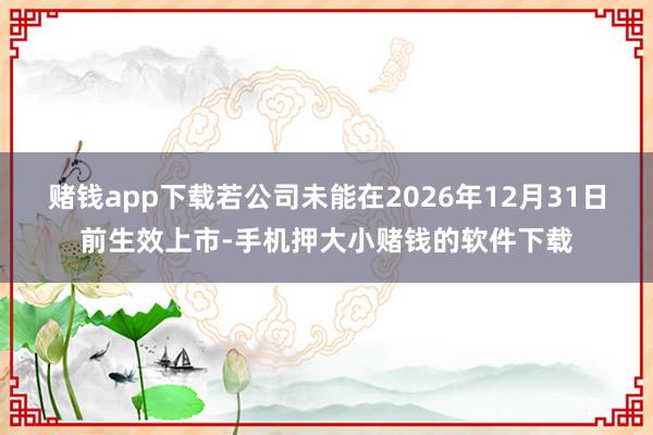 赌钱app下载若公司未能在2026年12月31日前生效上市-手机押大小赌钱的软件下载