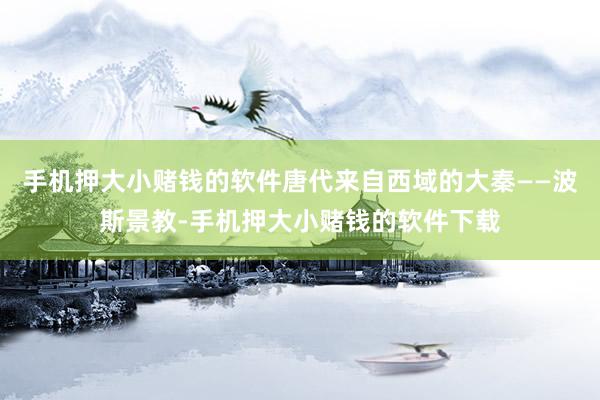 手机押大小赌钱的软件唐代来自西域的大秦——波斯景教-手机押大小赌钱的软件下载
